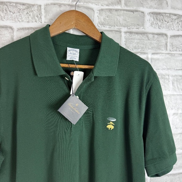 Brooks Brothers Performance Polo Forest Green Collared Shirt Mens LARGE SLIM NWT - Picture 1 of 7